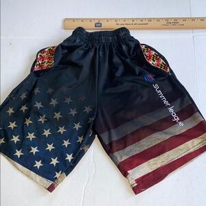 Summer League Lacrosse shorts. Yth small American Flag graphic